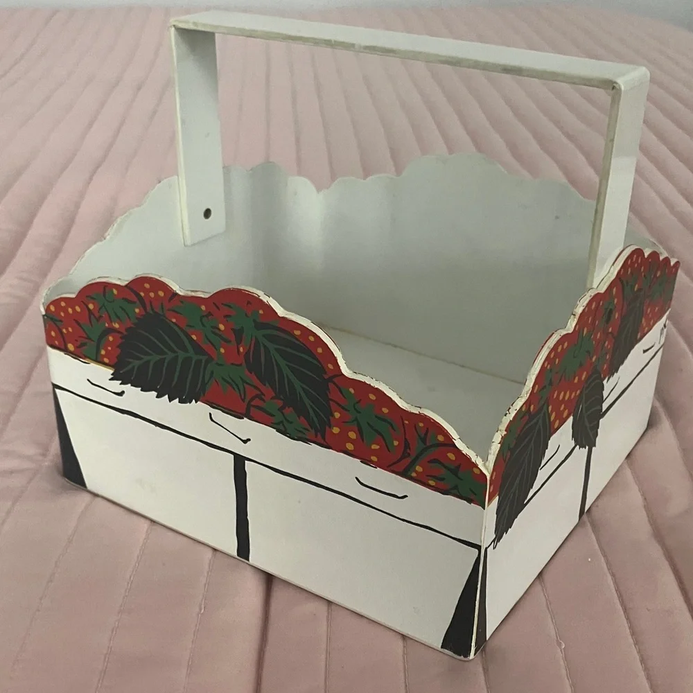 Joyce Miller Original 8” square strawberry  basket vintage 70s RARE